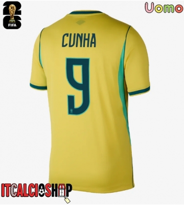 Brasile Matheus Cunha #9 Prima Maglia Mondiali 2026 Manica Corta